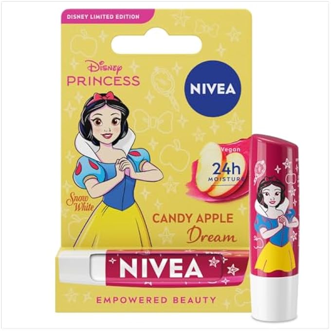 Nivea DISNEY PRINCESS SNOW WHITE LIMITED EDITION DREAM CANDY APPLE LIP BALM (4.8G), UNIQUE DISNEY PRINCESS INSPIRED LIP BALM FOR KIDS, CONTAINS MOISTURISING SHEA BUTTER FOR 24 HOUR MOISTURE - Image 1
